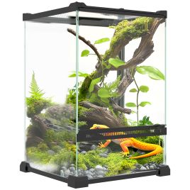 Shelley 12L Vivarium for Lizards Frogs Snakes with Anti Escape Design Ventilation - Black