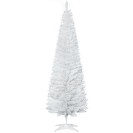 Debbie 1.8m 6ft Artificial Pine Pencil Slim Tall Christmas Tree with 390 Branch Tips Xmas Holiday Decor with Stand White