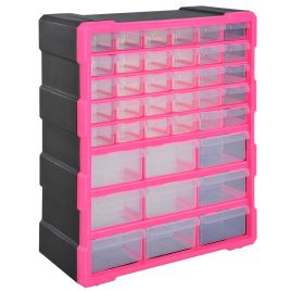 39 Drawer Storage Cabinets, 38Lx16Dx47.5H cm, Plastic-Rose Red 