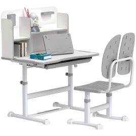 Kids Furniture - Height Adjustable Kids Desk and Chair Set Grey 55cm