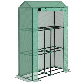 SUNVISTA 40 x 100cm Three Shelf Steel Frame Greenhouse - Green