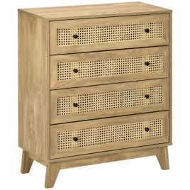 LAKEWOOD Natural Finish Rattan Chest of Drawers - Medium-sized, 4 Drawers