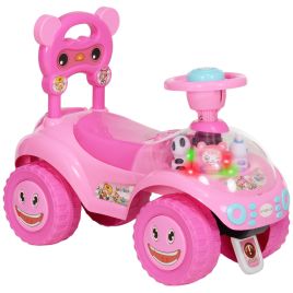AIVAGO Foot to Floor oddler Ride on Toy w/ Music, Light, Horn, Under Seat Storage, Anti-Over-Backwards Device, Pink