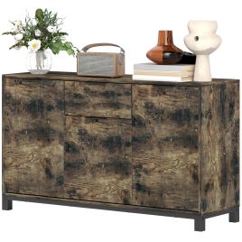 HERON Sideboard, Industrial Storage Cabinet with Doors, Drawer, Cupboard and Adjustable Shelves for Living Room, Dining Room, Hallway, Rustic Brown