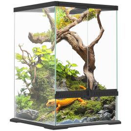Shelley 40L Vivarium for Lizards Frogs Snakes with Anti Escape Design Ventilation - Black