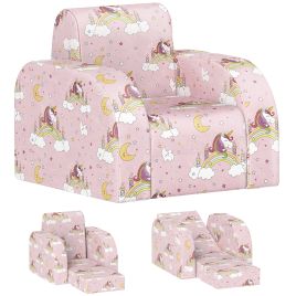 Kinsey Kids Sofa Couch Foldable Toddler Chair Soft Snuggle - Pink