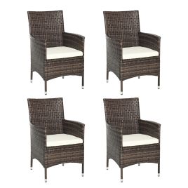 4 PC Rattan Chair Set, Patio Sofa Chairs Set, Cushioned Outdoor Rattan Furniture