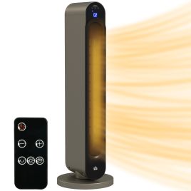 Scott Energy Efficient Ceramic Heater with Remote Control and Oscillation - Silver