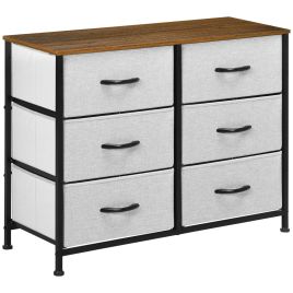 JAPRIS Grey Chest of Drawers - Medium-sized, 6 Drawers, Double