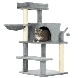 Sisal 100cm Cat Tree Tower with Sisal Scratching Post Grey