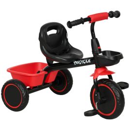 Kinsey Kids Trike for 2-5 Years with Adjustable Seat Pedal Baskets - Red