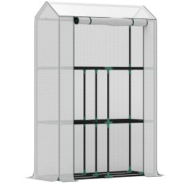 SUNVISTA 40 x 100cm Three Shelf Steel Frame Greenhouse - White