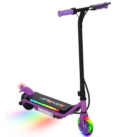 AIVAGO Kids Electric Scooter Ages 6-14 with Dual Brakes, Light-Up Wheels, 12KM/H Speed, Purple