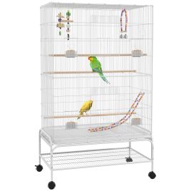Shelley Bird Cage with Stand and Toys for Canaries Finches - White