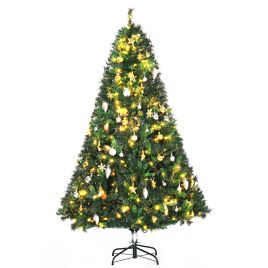 Debbie 1.8m 6ft Pre Lit Christmas Tree 200 LED Xmas Tree Holiday Decor with Decorative Balls Ornament Metal Stand