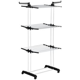 Foldable 4-Tier Clothes Drying Rack with Castors - Black