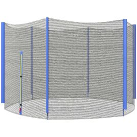 SPORTEDGE 8ft Trampoline Net Replacement with Zip & 6 Plastic Pole Covers, Weather-Resistant, Blue