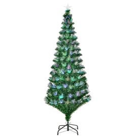 Debbie 6ft Tall Artificial Tree Fiber Optic Pre-Lit Holiday Home Christmas Decoration with Flash Mode - Colorful LED