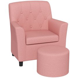 Kinsey 2PCs Kids Sofa Set with Footrest for Playroom Bedroom - Pink