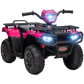 12V Kids Quad Bike with Forward Reverse Functions, Ride On ATV with Music, LED Headlights, for Ages 3-5 Years - Pink