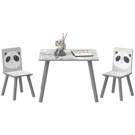 KIDZOON Kids Table and Chair Set, Toddler Table with 2 Chairs, Toddler Furniture Set, for Ages 3-8 Years - Grey