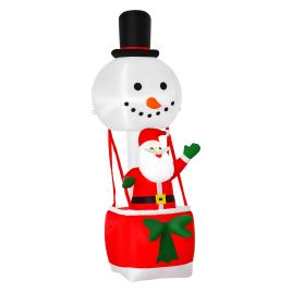 Debbie 2.5m Christmas Inflatable Decoration with Santa Claus on Snowman Hot Air Balloon Blow Up Xmas Decor for Outdoor â€‹Indoor Home Garden Family
