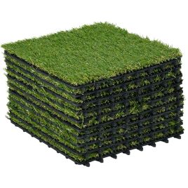 10 PCs 30 x 30cm Artificial Grass Turf, 25mm Pile Height Grass Carpet Fake Grass Mat UV Resistance for Outdoor