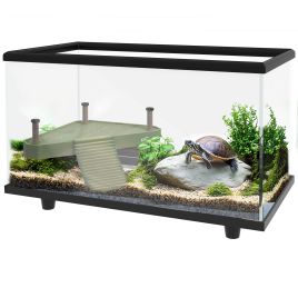 Shelley 28L Glass Turtle Tank Aquarium with Basking Platform Easy Drain - Clear
