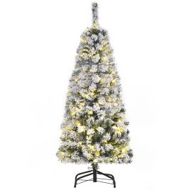 Debbie 4ft Prelit Artificial Snow Flocked Christmas Tree with Warm White LED Light Holiday Home Xmas Decoration Green White