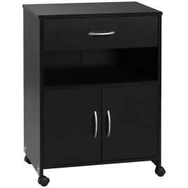 Printer Stand Mobile Printer Cabinet with Storage, Open Shelf, Drawer for Home, Office, Black