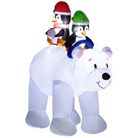 Holiday Ornament - 6.4ft Inflatable Polar Bear and Penguin Decoration White 80cm