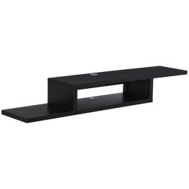 WESTHORNE Floating TV Unit Wall Mounted with Shelf - Black