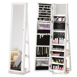 360° Swivel Lockable Jewellery Cabinet with Full-Length Mirror