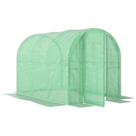 SUNVISTA 3 x 2 x 2m Polytunnel Greenhouse with Hinged Door, Walk-in Grow House Tent with PE Cover and Galvanised Steel Frame, Green