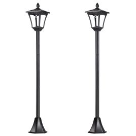 SUNVISTA 2 Pieces Outdoor Garden Solar Post Lamp Sensor Dimmable LED Lantern Bollard Pathway 1.6M Tall €“ Black