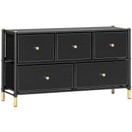 HERON Black Chest of Drawers - Medium-sized, 5 Drawers