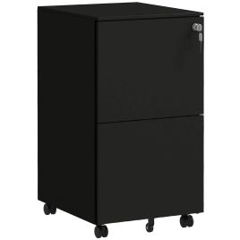 Vinsetto 2-Drawer Filing Cabinet with Lock Adjustable Bar - Black