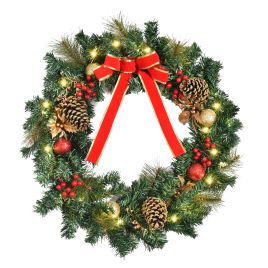 Debbie Christmas Door Wreath, 60 cm Diameter - Green