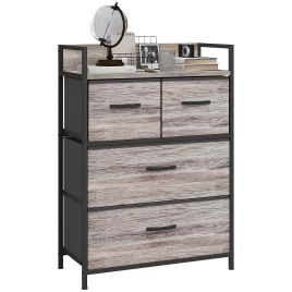 HERON II Grey Chest of Drawers - Small-sized, 4 Drawers
