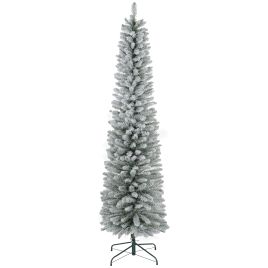 Scott 7ft Pencil Christmas Tree with 405 Snow Flocked Tips Metal Base - Realistic
