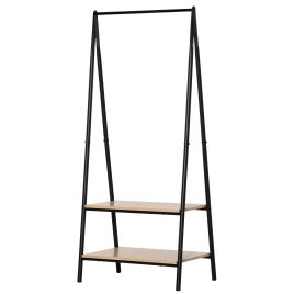 Clothes Rail, Freestanding Metal Clothes Rack with 2 Tier Storage Shelves for Bedroom and Entryway, 64 x 42.5 x 149 cm, Black Frame