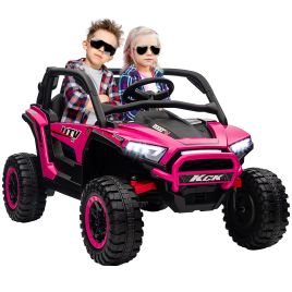 AIVAGO 2 Seater 24V 7AH Ride on Truck, Battery Powered Electric Ride On Car w/ Remote, Suspension, 3 Speeds - Pink