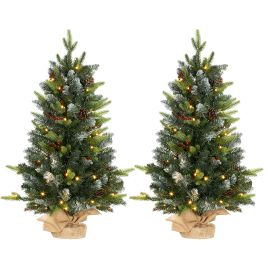 Scott 3ft Prelit Christmas Trees with 291 Tips Concrete Base - Tabletop Set