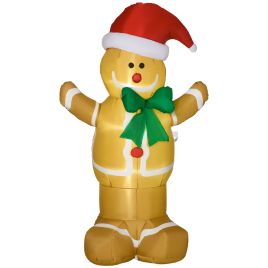 Debbie 183cm Christmas Inflatable Gingerbread Man Holiday Yard Lawn Decoration with LED Lights Indoor Outdoor Blow Up Decor