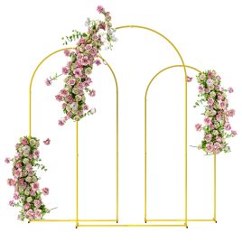 SUNVISTA Wedding Arch Frame Set, 2.2, 2, 1.8 m Metal Arch Backdrop Stand Set of 3, Balloon Arch Stand Set for Birthday Party, Gold Tone