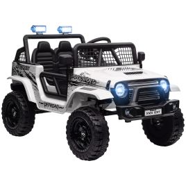 AIVAGO 12V Battery Powered Kids Ride On Car, Electric Truck w/ Spring Suspension, Remote, Music Horn Lights - White