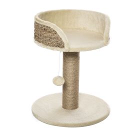 Cat Tree Tower Activity Center Climbing Stand Kitten House Furniture with Scratching Posts Dangling Ball Perch Beige