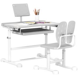 Kids Furniture - Height Adjustable Kids Desk and Chair Set Grey 50cm