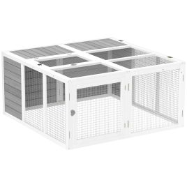 Shelley Rabbit Hutch with Openable Foldable Roof - Light Grey