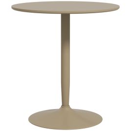 Scott Modern Round Dining Table with Steel Base - Light Brown